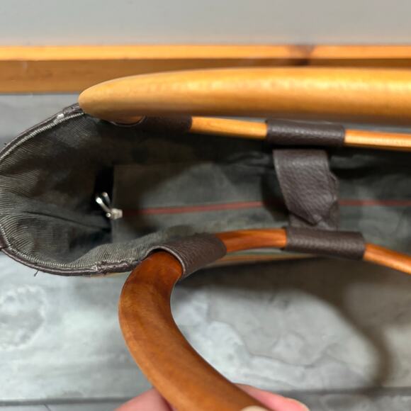 Mad by Design Striped Tote with Wooden Handles - Picture 3 of 6